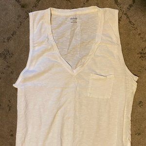 Madewell Tissue V neck Pocket Tank - Size: Small, Color: White